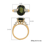 Collector Edition - 9K Yellow Gold Moldavite and Diamond Ring 4.39 Ct.