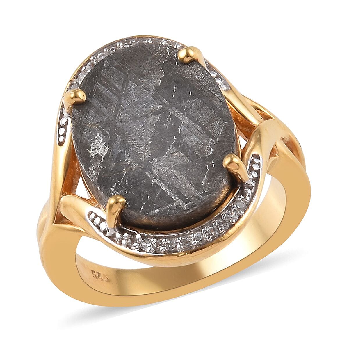 4.42 Ct Meteorite and Cambodian Zircon Ring in Gold Plated Sterling Silver 3566935 0