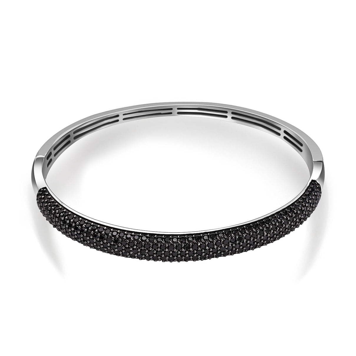 4.78 Ct Boi Ploi Black Spinel Stacker Bangle in Rhodium and Black Plated Silver 18.20 grams 7.5 Inch 3498648 0