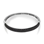 Natural Boi Ploi Black Spinel (Rnd)  Bangle (Size 7.5) in Rhodium and Black Overlay Sterling Silver. Silver wt 18.20 Gms, Number of Gemstone 239