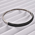 Natural Boi Ploi Black Spinel (Rnd)  Bangle (Size 7.5) in Rhodium and Black Overlay Sterling Silver. Silver wt 18.20 Gms, Number of Gemstone 239