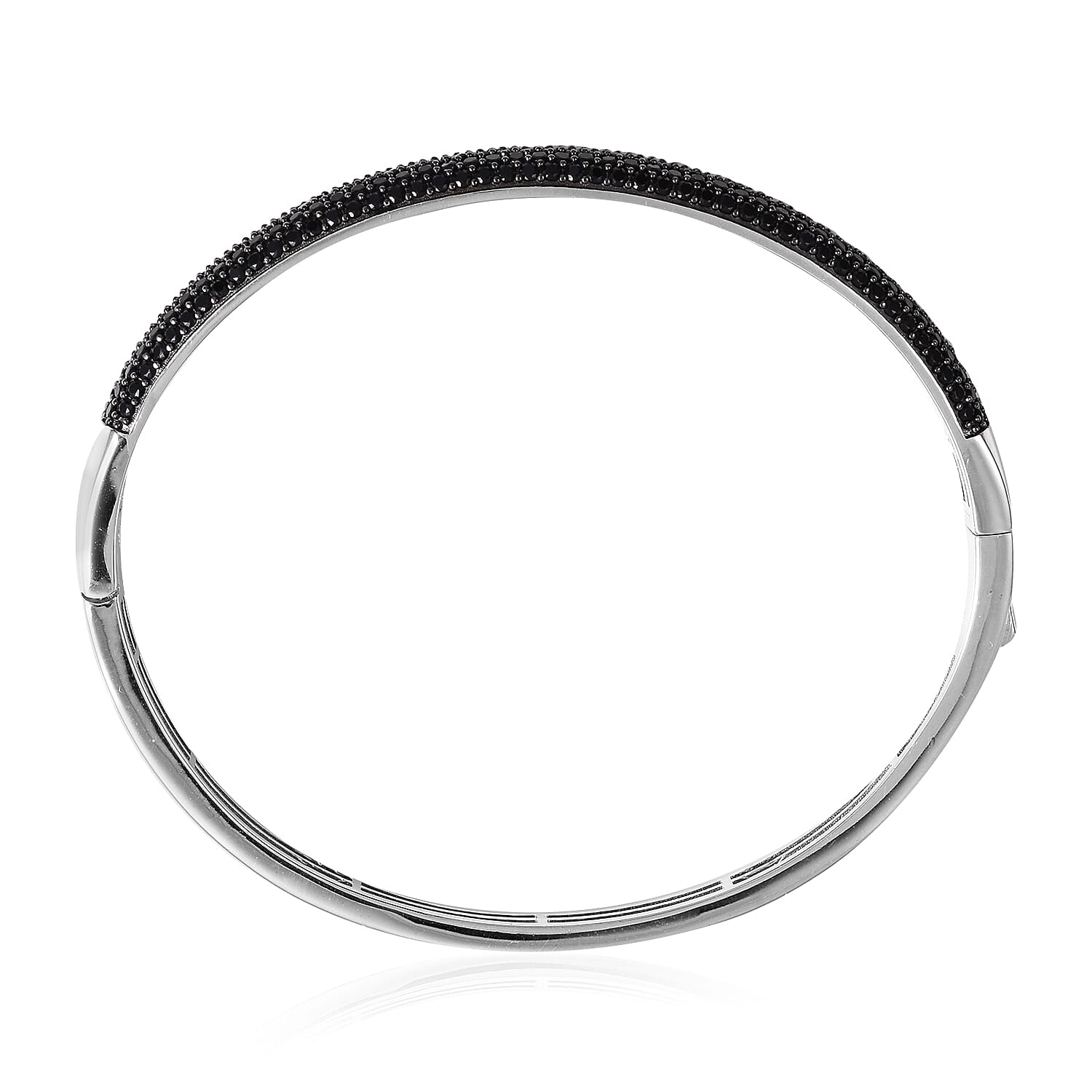 4.78 Ct Boi Ploi Black Spinel Stacker Bangle in Rhodium and Black Plated Silver 18.20 grams 7.5 Inch 3498648 4