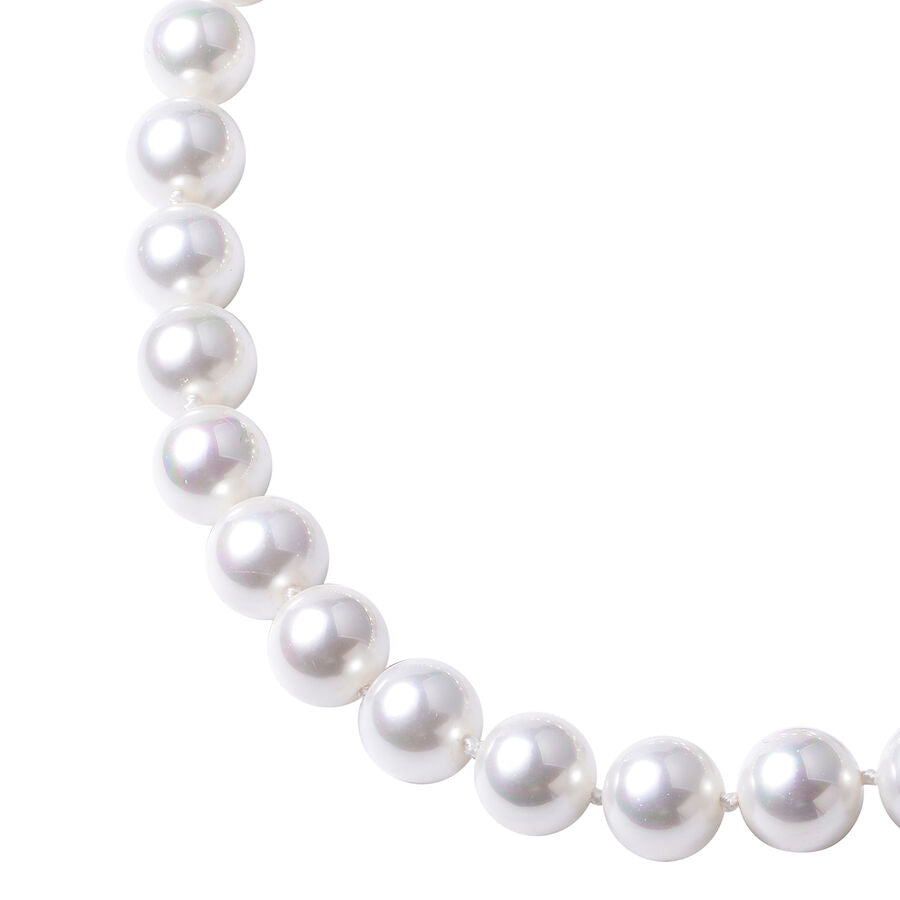 3 Piece Set - White Shell Pearl Stretchable Bracelet (Size - 6.5-7 Inch), Earrings and Knotted Necklace (Size-20) With T-Bar Clasp 4010465 4