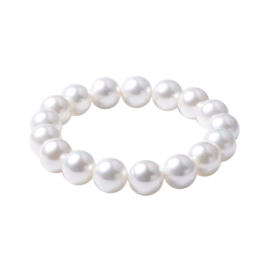 3 Piece Set - White Shell Pearl Stretchable Bracelet (Size - 6.5-7 Inch), Earrings and Knotted Necklace (Size-20) With T-Bar Clasp 4010465 6