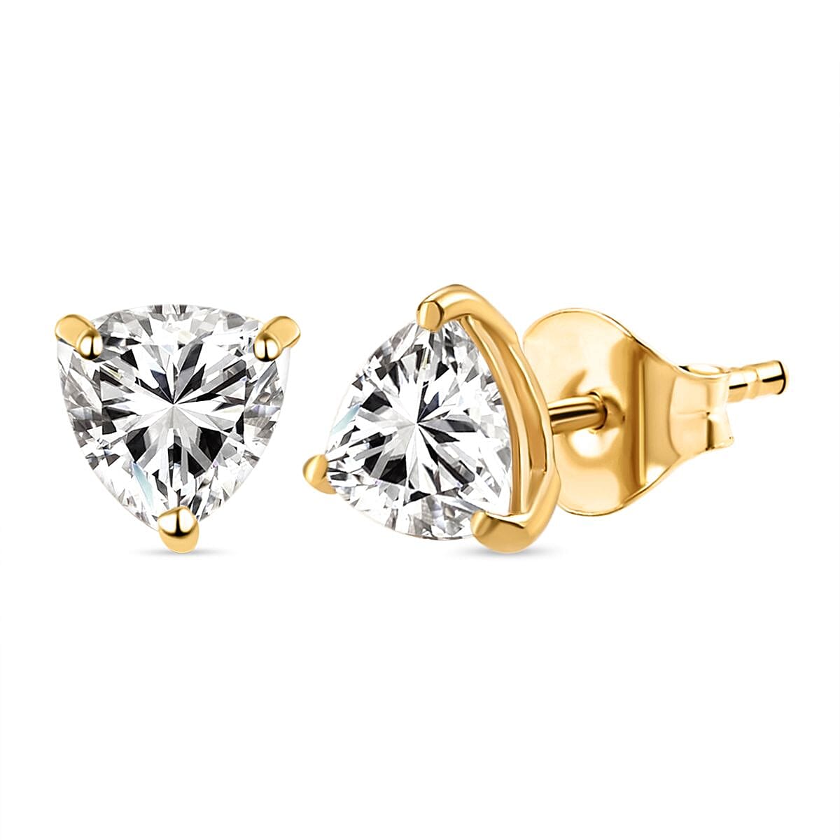 Set of 4 - ELANZA Simulated Diamond Stud Earrings with Push Back in Yellow Gold Plated Sterling Silver 12.08 Ct. 4082113 3