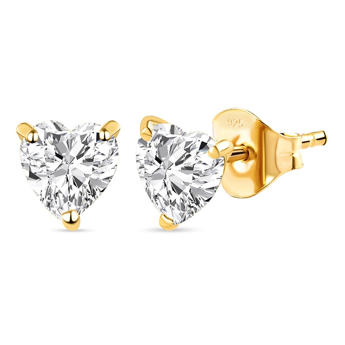 Set of 4 - ELANZA Simulated Diamond Stud Earrings with Push Back in Yellow Gold Plated Sterling Silver 12.08 Ct. 4082113 6