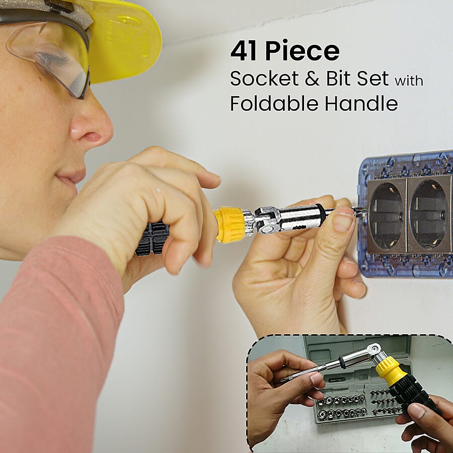 41 Piece Socket and Bit Set in Grey Molded Case (Size 21x11x4 Cm) 7013765 1