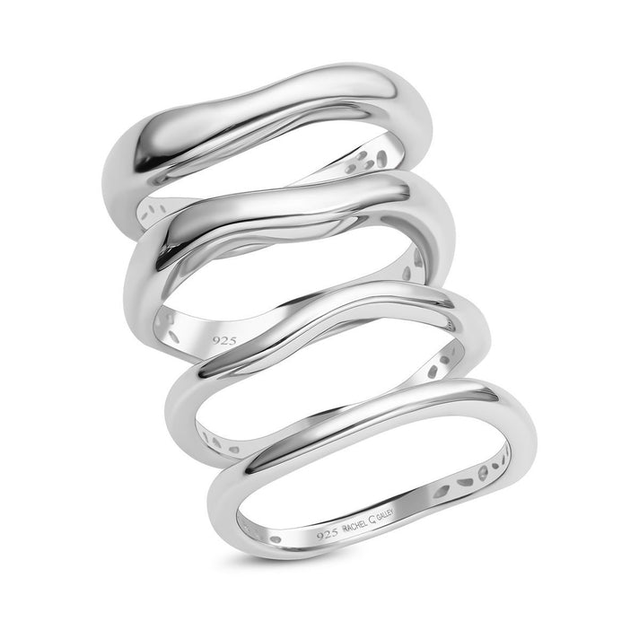 Set of 4 Fancy Rings in Rhodium Overlay Sterling Silver  Wt. 12.20 Gms 4119885 1