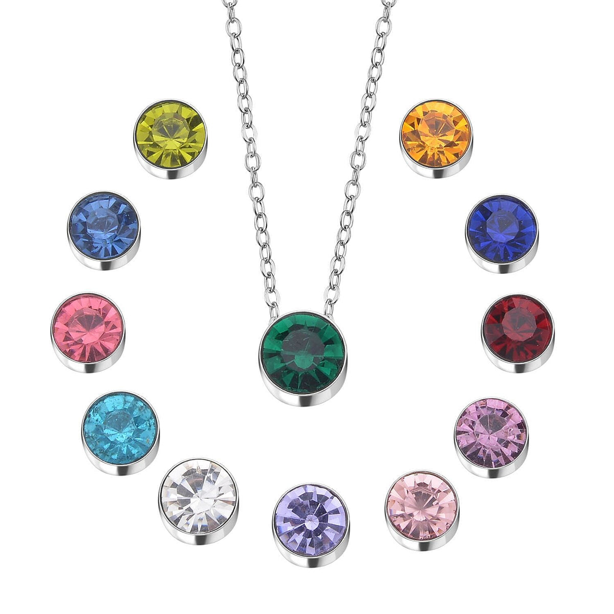 Set of 12 - Multi Austrian Crystal Pendant with Chain 4123406 0