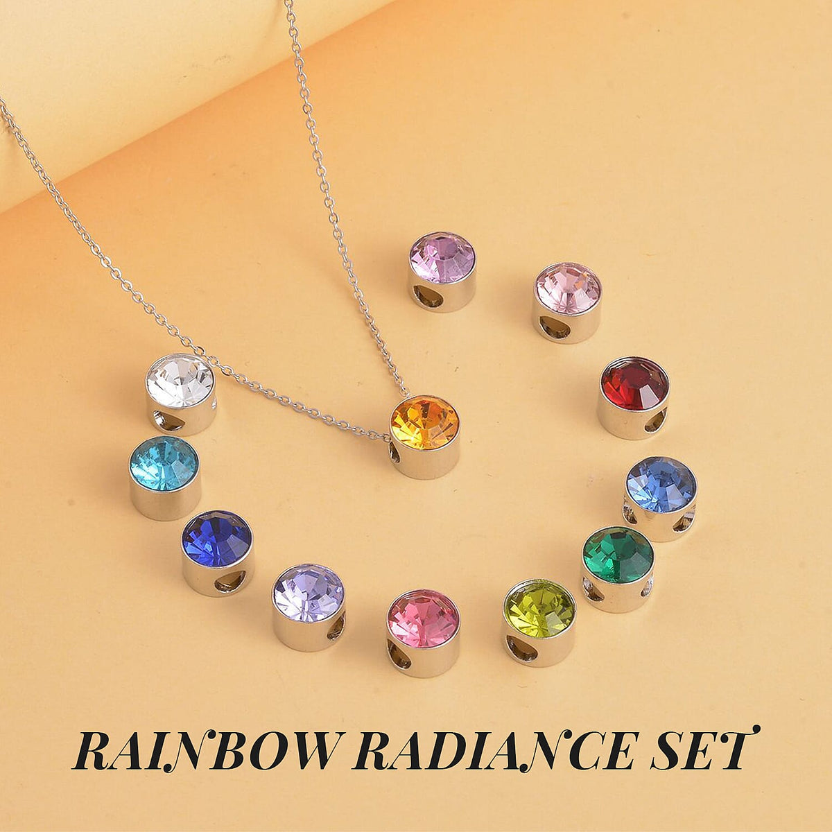 Set of 12 - Multi Austrian Crystal Pendant with Chain 4123406 2