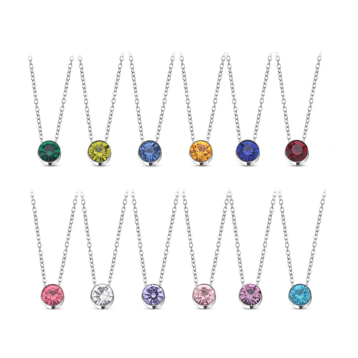 Set of 12 - Multi Austrian Crystal Pendant with Chain 4123406 7