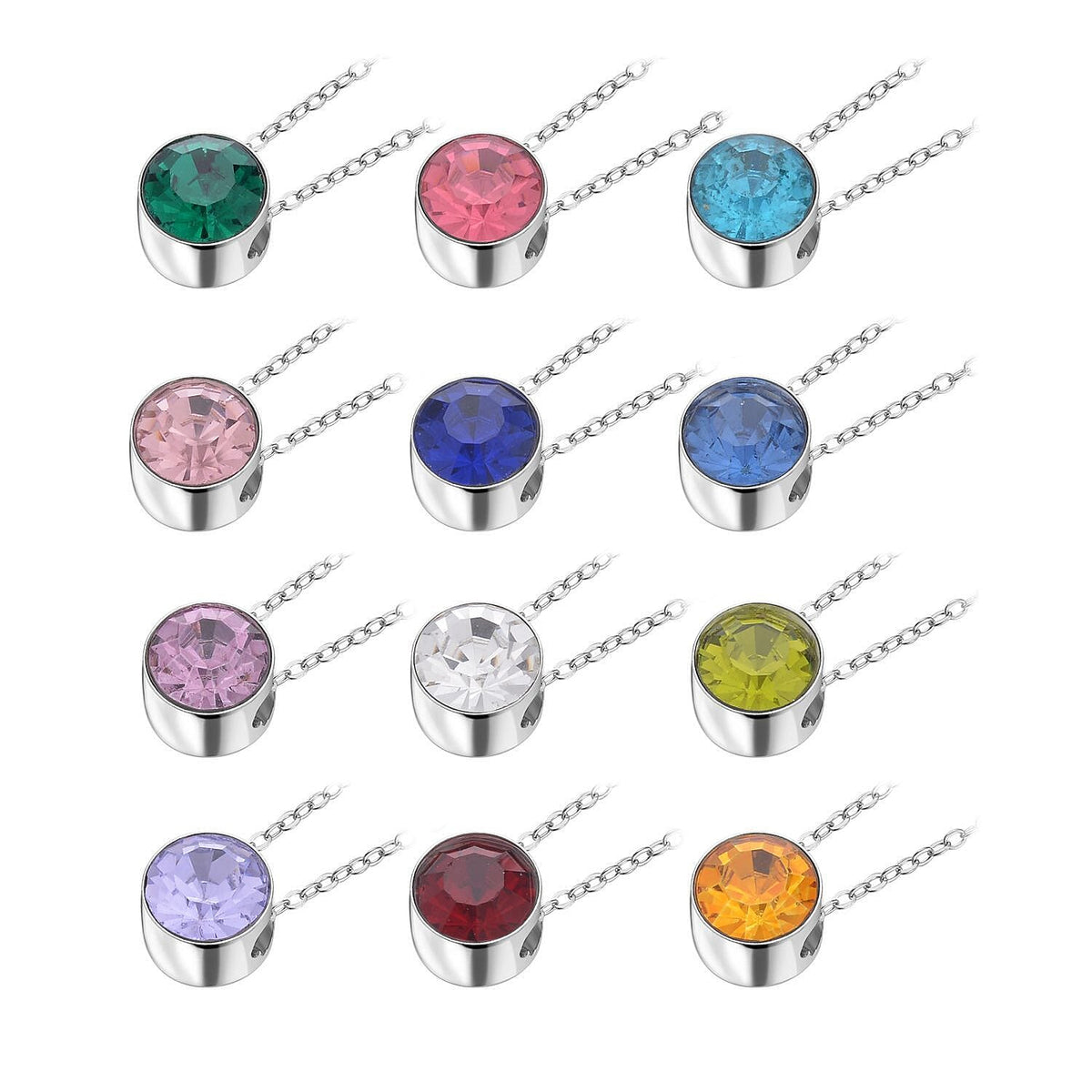 Set of 12 - Multi Austrian Crystal Pendant with Chain 4123406 8