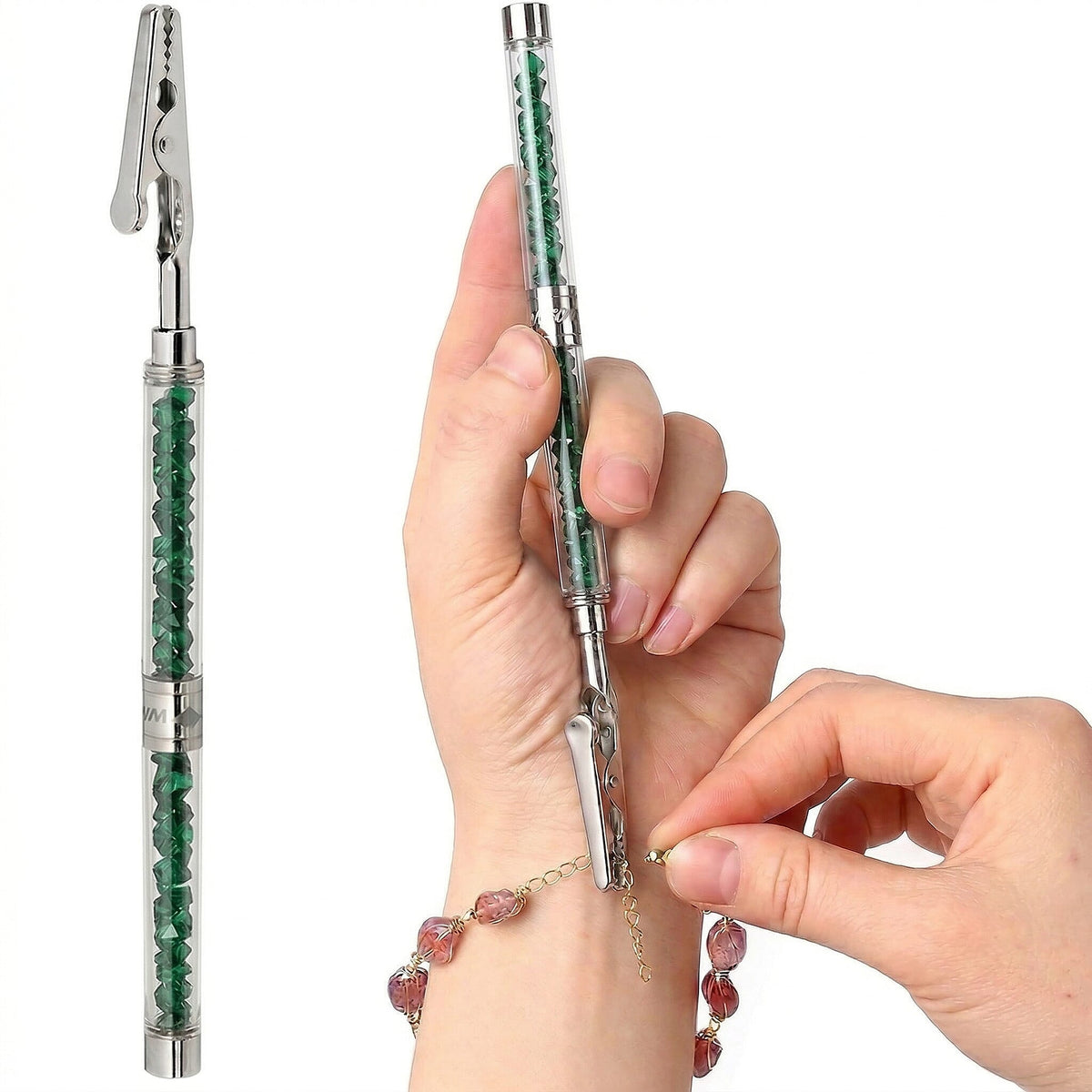 3 Piece Set of Green Crystal Bracelet (7.5 Inch) with Bracelet Buddy and Bracelet Box 70.00 Ct. V32731103 2