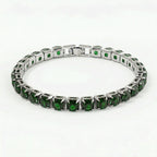 3 Piece Set - Green Crystal Bracelet (Size 7.5) with Bracelet Buddy & Bracelet Box in Silver Tone 70.00 Ct.