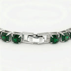 3 Piece Set - Green Crystal Bracelet (Size 7.5) with Bracelet Buddy & Bracelet Box in Silver Tone 70.00 Ct.