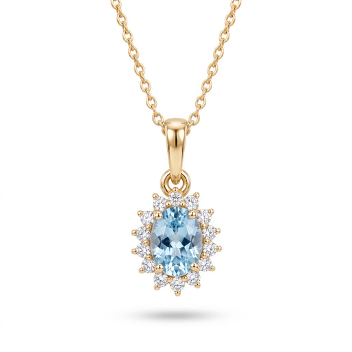 D'Joy - Rainbow Moonstone & Natural Zircon Halo Pendant with Chain (Size - 20) in 18K Vermeil Yellow Gold Plated Sterling Silver 1.00 Ct