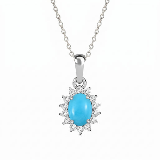 D'Joy - Rainbow Moonstone & Natural Zircon Halo Pendant with Chain (Size - 20) in 18K Vermeil Yellow Gold Plated Sterling Silver 1.00 Ct