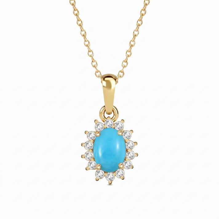 Hebei Peridot August Birthstone and Natural Zircon Halo Pendant with Chain(Size-20 with Lobster Clasp) in 18K Vermeil Yellow Gold Plated Sterling Silver 4400806 1