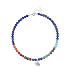 Set of 2 - Multi Gemstones 7 Chakras Elephant Motif Necklace (Size - 18+2 Ext) & Stretchable Bracelet (Size - 7.5) in Silver Tone 297.50 Ct._4166526_2