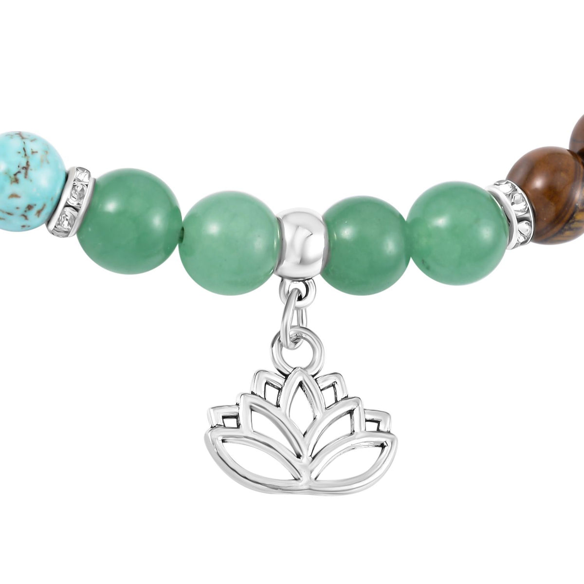 Set of 2 - Multi Gemstones 7 Chakras Lotus Motif Necklace (Size - 18+2 Ext) &amp; Stretchable Bracelet (Size - 7.5) in Silver Tone 297.50 Ct. V32521374 4