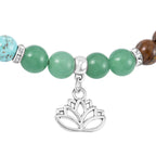 Set of 2 - Multi Gemstones 7 Chakras Lotus Motif Necklace (Size - 18+2 Ext) & Stretchable Bracelet (Size - 7.5) in Silver Tone 297.50 Ct._4166527_3