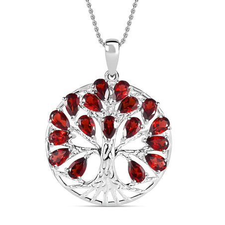 4.87 Ct. Red Garnet Tree of Life Pendant in Sterling Silver With Chain (Size 20) 4195407 1