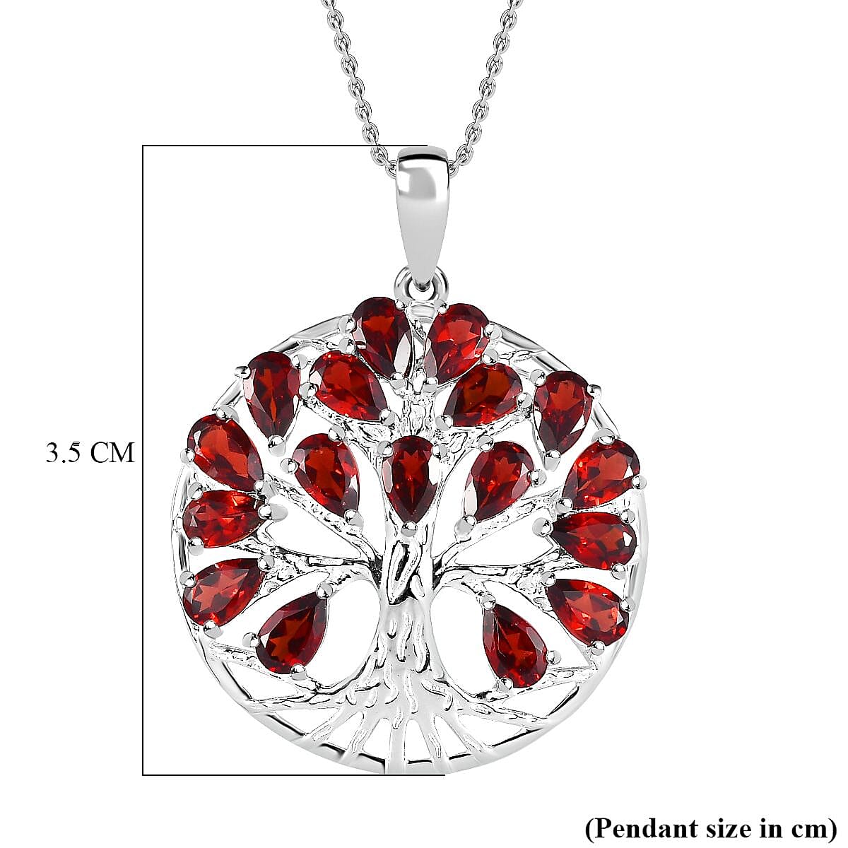 4.87 Ct. Red Garnet Tree of Life Pendant in Sterling Silver With Chain (Size 20) 4195407 6