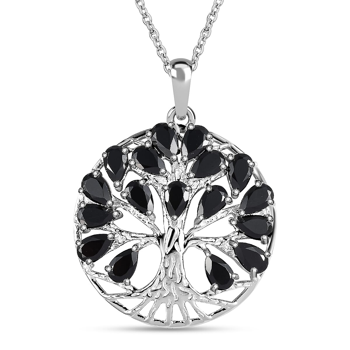 5.27 Ct. Boi Ploi Black Spinel Tree of Life Pendant in Sterling Silver With Chain (Size 20) 4195408 0