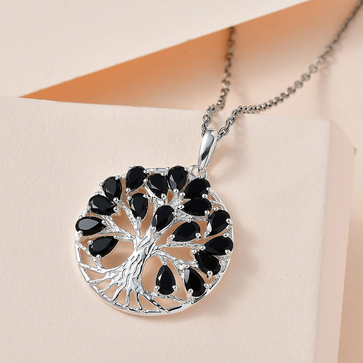 5.27 Ct. Boi Ploi Black Spinel Tree of Life Pendant in Sterling Silver With Chain (Size 20) 4195408 3