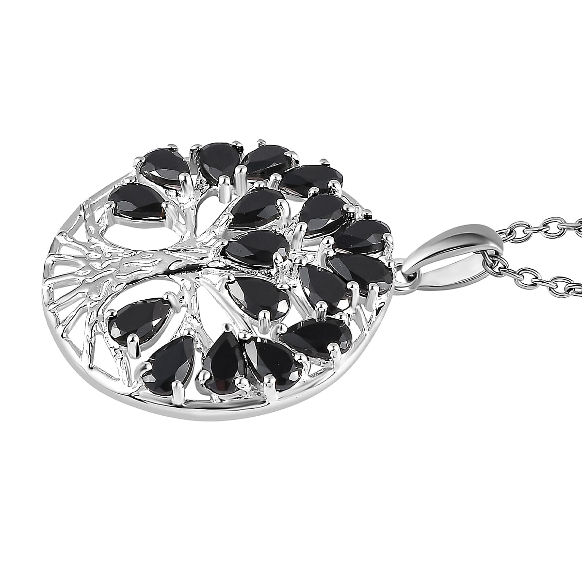 5.27 Ct. Boi Ploi Black Spinel Tree of Life Pendant in Sterling Silver With Chain (Size 20) 4195408 4