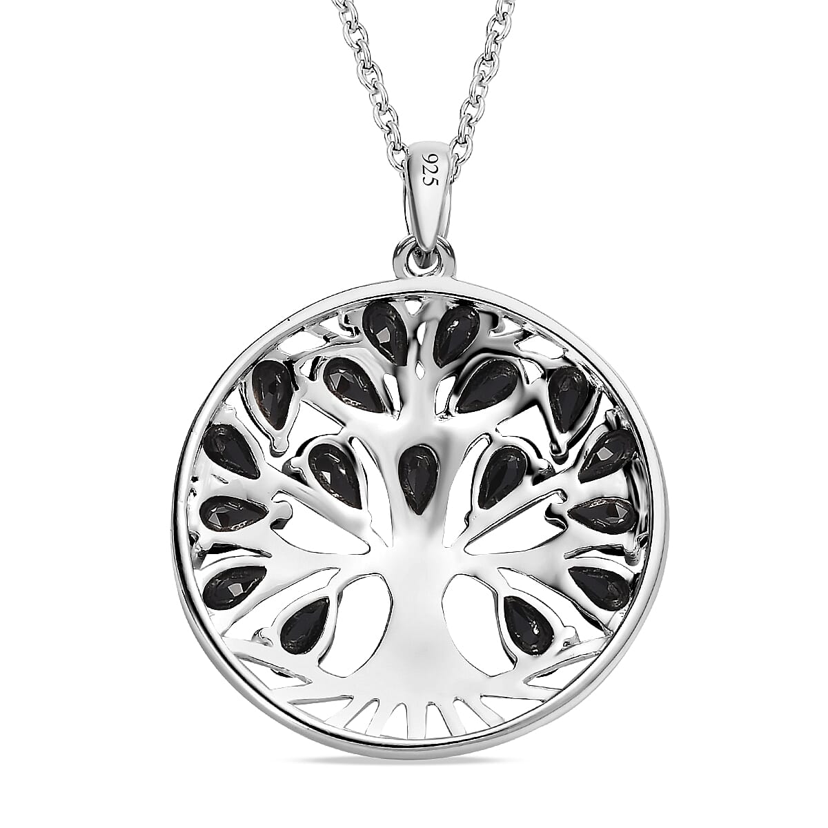 5.27 Ct. Boi Ploi Black Spinel Tree of Life Pendant in Sterling Silver With Chain (Size 20) 4195408 5