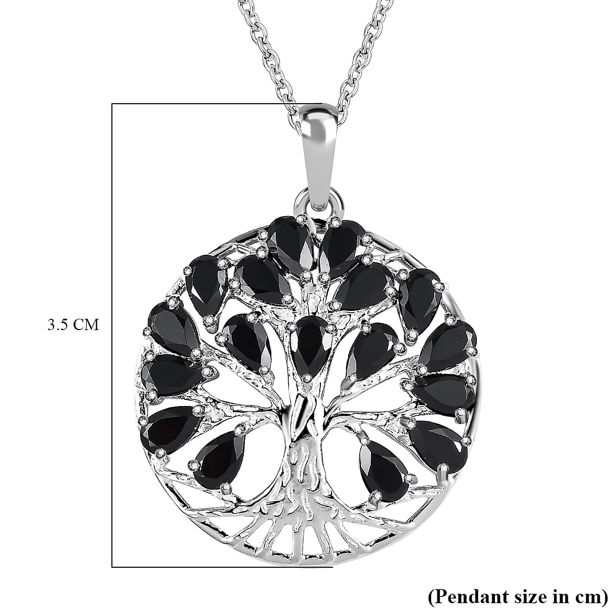 5.27 Ct. Boi Ploi Black Spinel Tree of Life Pendant in Sterling Silver With Chain (Size 20) 4195408 7