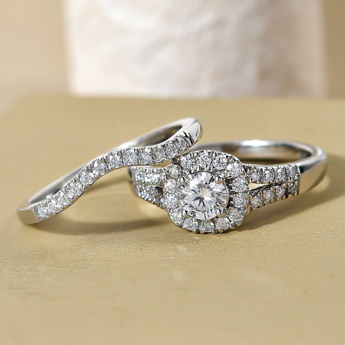 Set of 2 - Moissanite Stackable Ring in Platinum Plated Sterling Silver 4200930 2