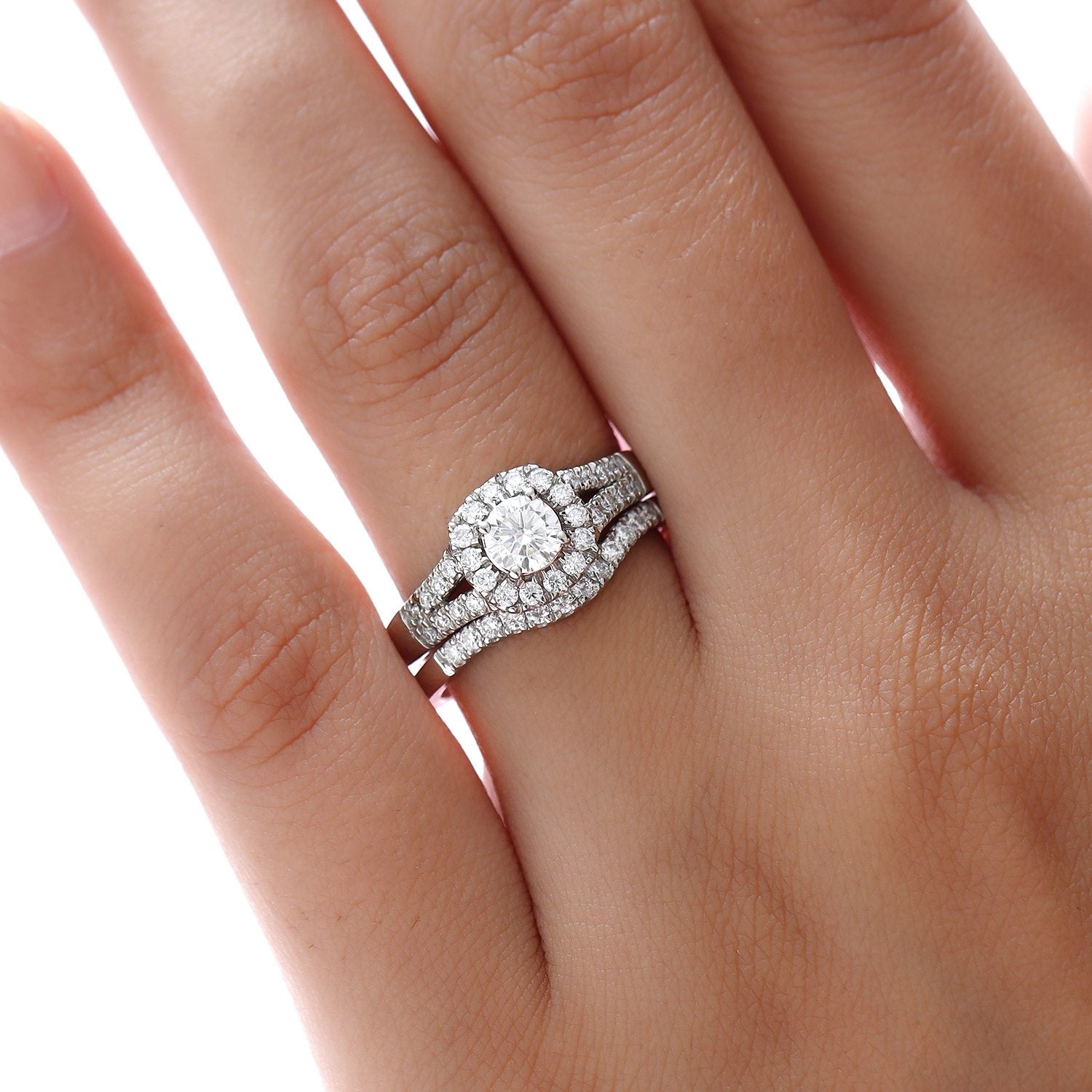Set of 2 - Moissanite Stackable Ring in Platinum Plated Sterling Silver 4200930 3