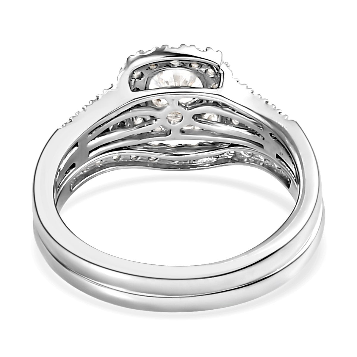 Set of 2 - Moissanite Stackable Ring in Platinum Plated Sterling Silver 4200930 5