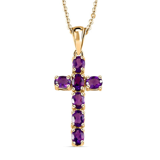 D'Joy - Arizona Sleeping Beauty Turquoise Cross Pendant with Chain (Size - 20 ) in 18K Vermeil Yellow Gold Plated Sterling Silver 1.10 Ct