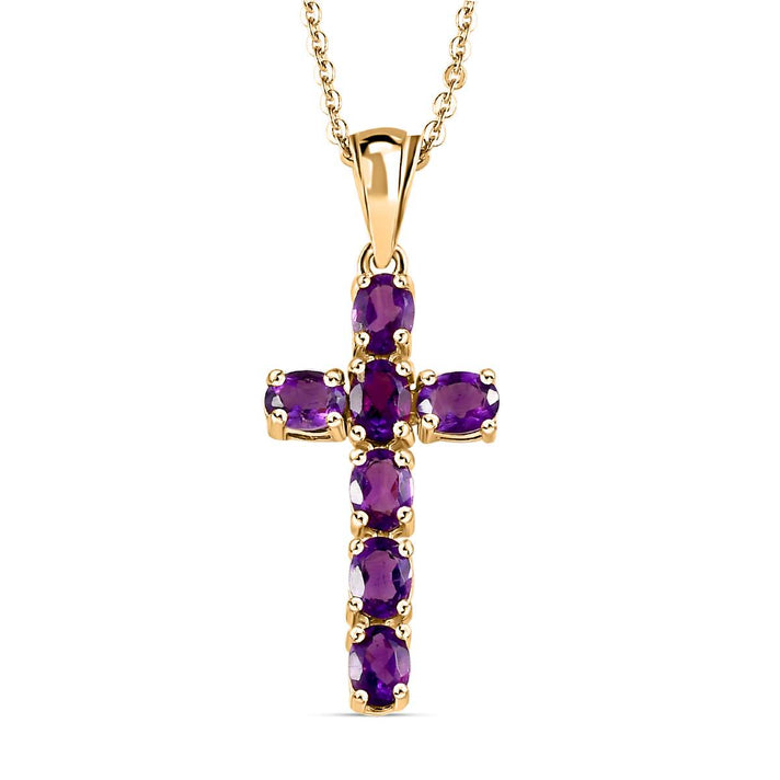 Sleeping Beauty Turquoise Cross Pendant with Chain (Size 20 Inch) in 18K Vermeil Yellow Gold Plated Sterling Silver 4203288 1