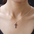 Royal Bali Collection - D'Joy Amethyst Cross Pendant with Chain (Size - 20) in 18K Vermeil Yellow Gold Plated Sterling Silver 1.10 Ct._4202880_1