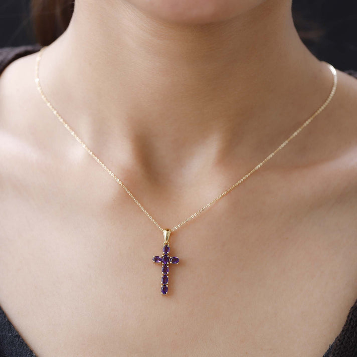 Sleeping Beauty Turquoise Cross Pendant with Chain (Size 20 Inch) in 18K Vermeil Yellow Gold Plated Sterling Silver 4203288 2