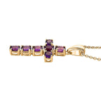 Royal Bali Collection - D'Joy Amethyst Cross Pendant with Chain (Size - 20) in 18K Vermeil Yellow Gold Plated Sterling Silver 1.10 Ct._4202880_3