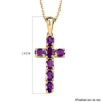 Royal Bali Collection - D'Joy Amethyst Cross Pendant with Chain (Size - 20) in 18K Vermeil Yellow Gold Plated Sterling Silver 1.10 Ct._4202880_5