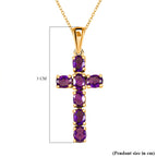 Royal Bali Collection - D'Joy Amethyst Cross Pendant with Chain (Size - 20) in 18K Vermeil Yellow Gold Plated Sterling Silver 1.10 Ct._4202880_6