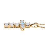 D'Joy - Rainbow Moonstone Cross Pendant with Chain (Size - 20) in 18K Vermeil Yellow Gold Plated Sterling Silver 1.10 Ct.