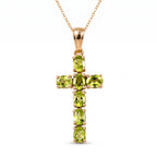 Hebei Peridot Cross Pendant with Chain (Size- 20 ) in 18K Vermeil Yellow Gold Plated Sterling Silver 1.19 Ct_4202886