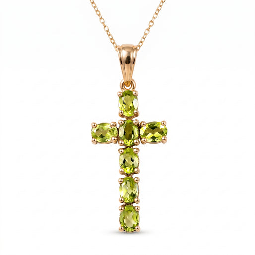 D'Joy - Arizona Sleeping Beauty Turquoise Cross Pendant with Chain (Size - 20 ) in 18K Vermeil Yellow Gold Plated Sterling Silver 1.10 Ct