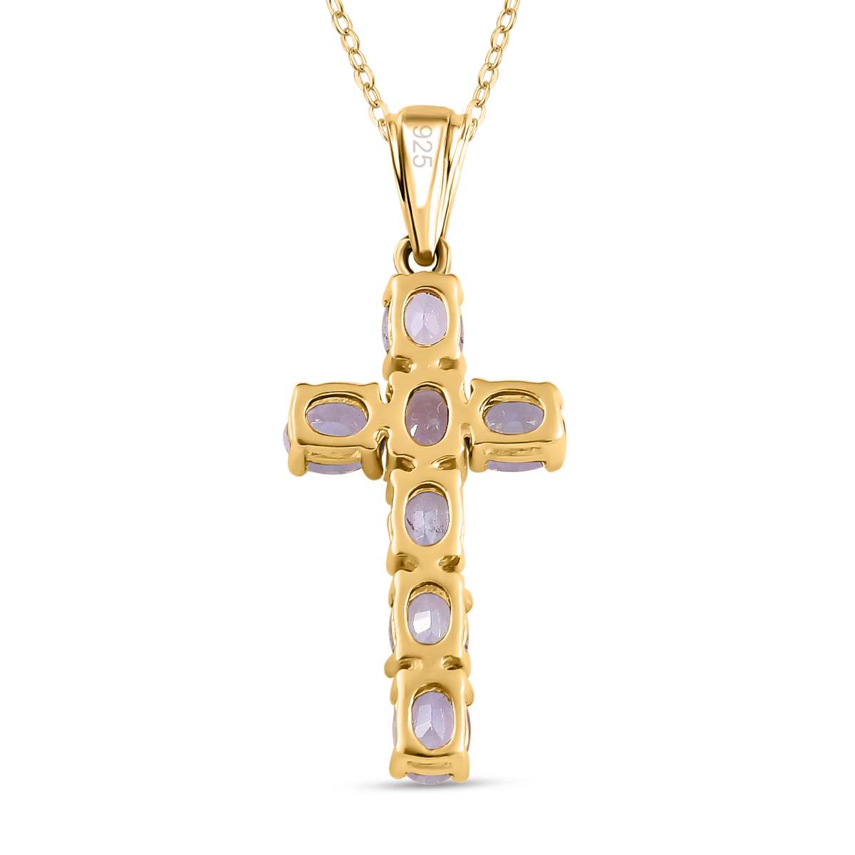 Tanzanite Cross Pendant with Chain in 18K Vermeil Yellow Gold Plated Sterling Silver 4202892 5