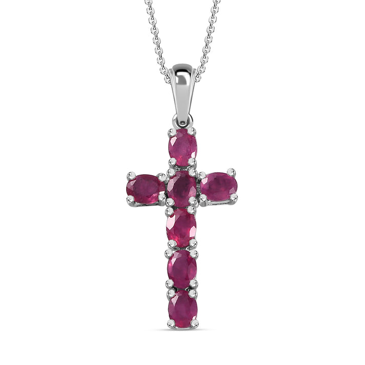 D'Joy - Citrine Cross Pendant with Chain (Size 20) in Platinum Overlay Sterling Silver 1.20 Ct. 4267167 1