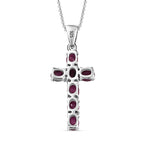 D'Joy - African Ruby Cross Pendant with Chain (Size-20) in Platinum Overlay Sterling Silver 1.78 Ct_4202896_4