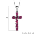 D'Joy - African Ruby Cross Pendant with Chain (Size-20) in Platinum Overlay Sterling Silver 1.78 Ct_4202896_6