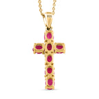 Royal Bali Collection - D'Joy African Ruby Cross Pendant with Chain (Size -20 ) in 18K Vermeil Yellow Gold Plated Sterling Silver 1.74 Ct._4202897_4
